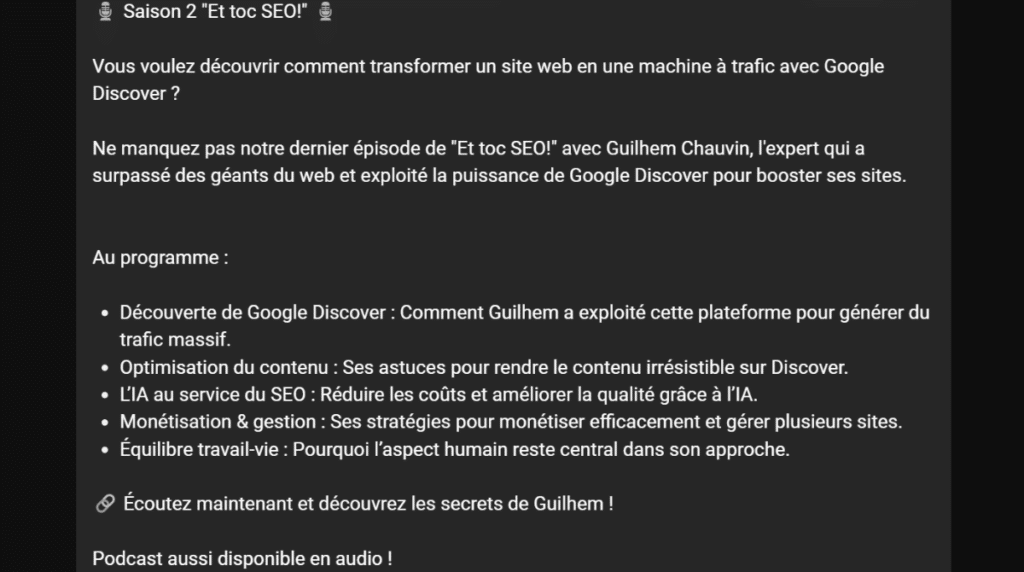 metadonnées YouTube