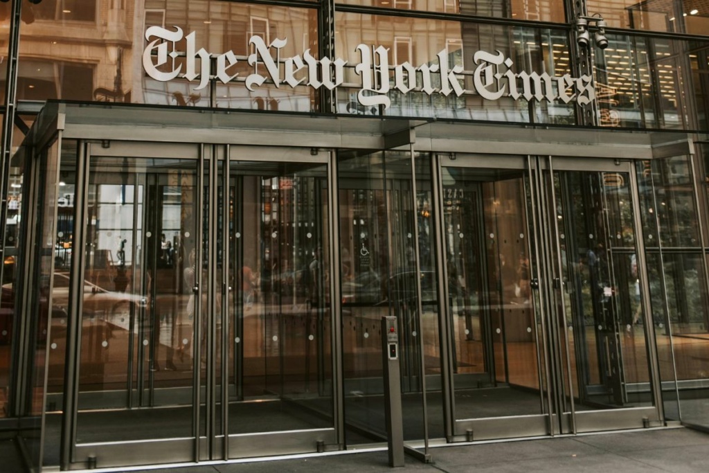 Entrée de l'immeuble du New York Times.