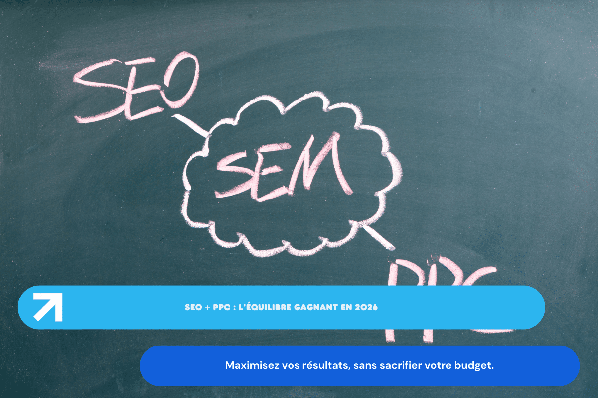 Schéma SEO SEM PPC sur tableau noir.