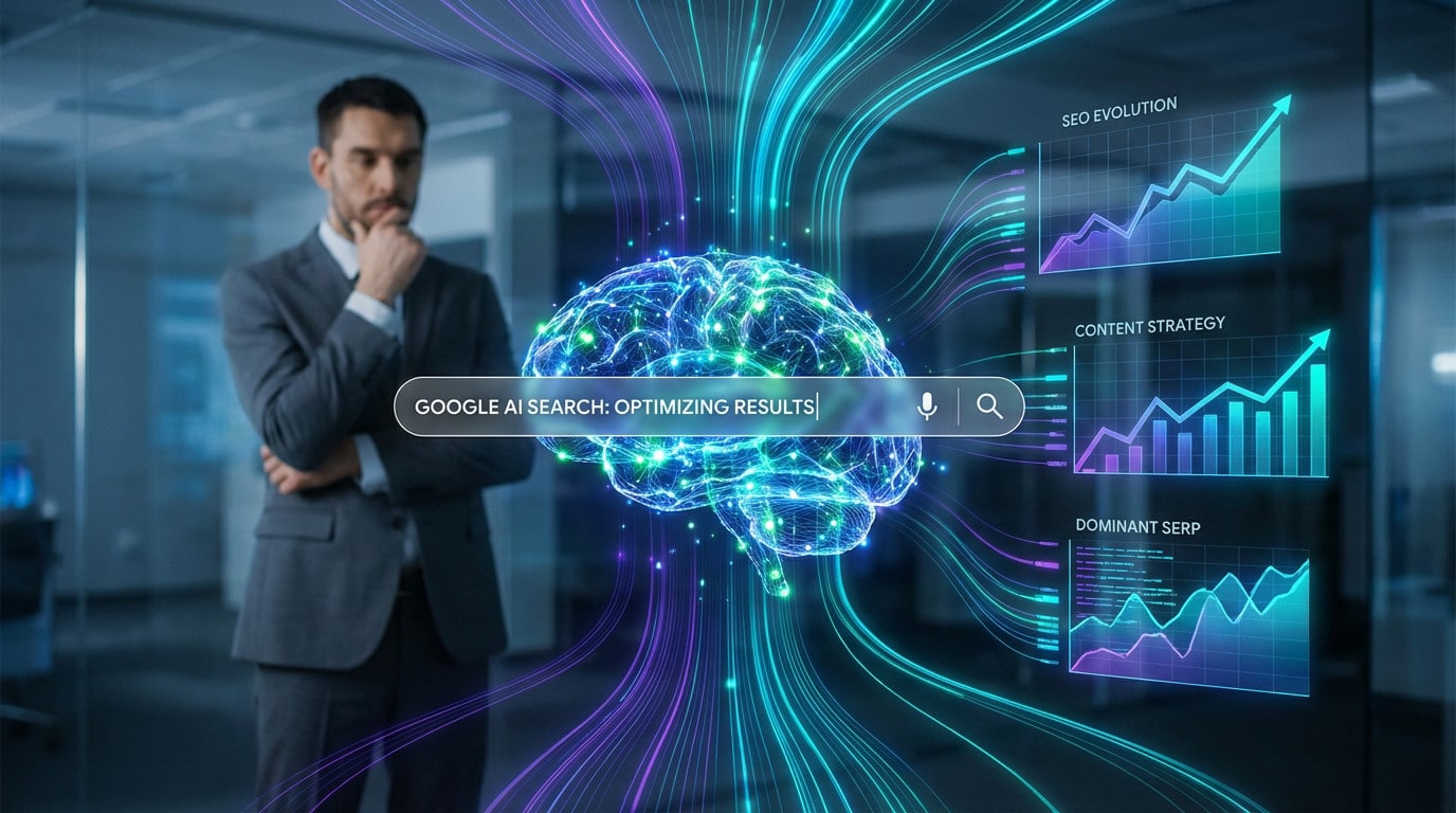 Homme réfléchissant devant des graphiques digitaux et cerveau.