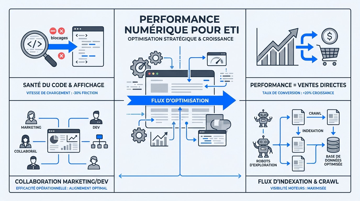 Infographie détaillant les piliers de la performance numérique pour une ETI