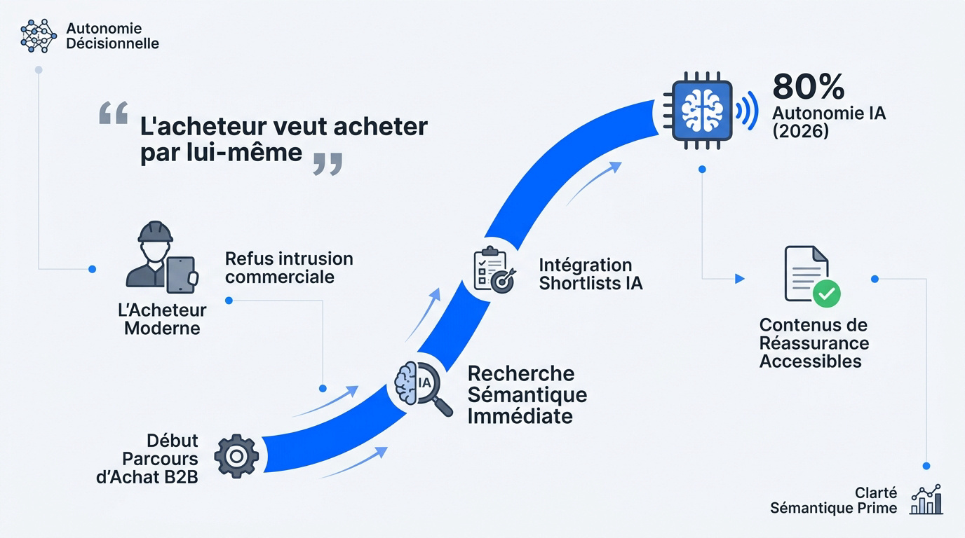 Schéma illustrant l'influence de la SGE sur le cycle de décision des acheteurs B2B