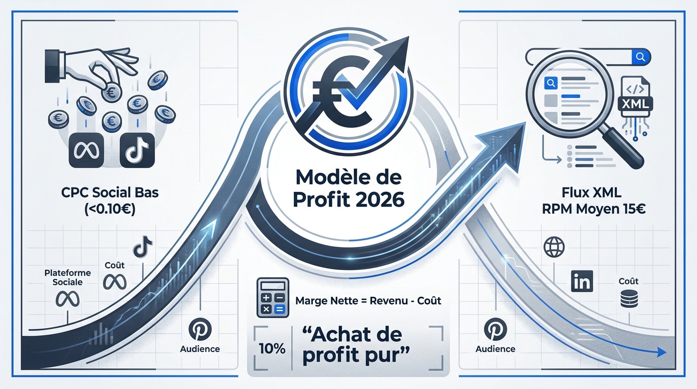 Graphique comparatif du modèle de profit 2026 entre Social Ads et Search Ads