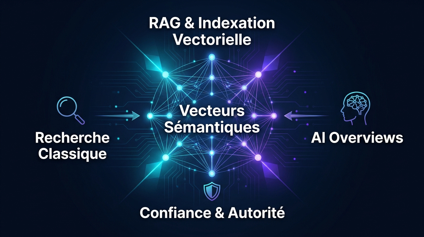 Schéma de la structuration sémantique et de l'indexation vectorielle pour l'IA Google