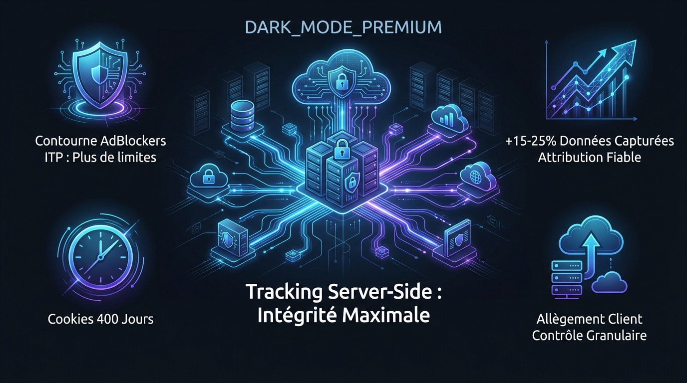 Schéma technique de l'architecture tracking server-side pour grands comptes