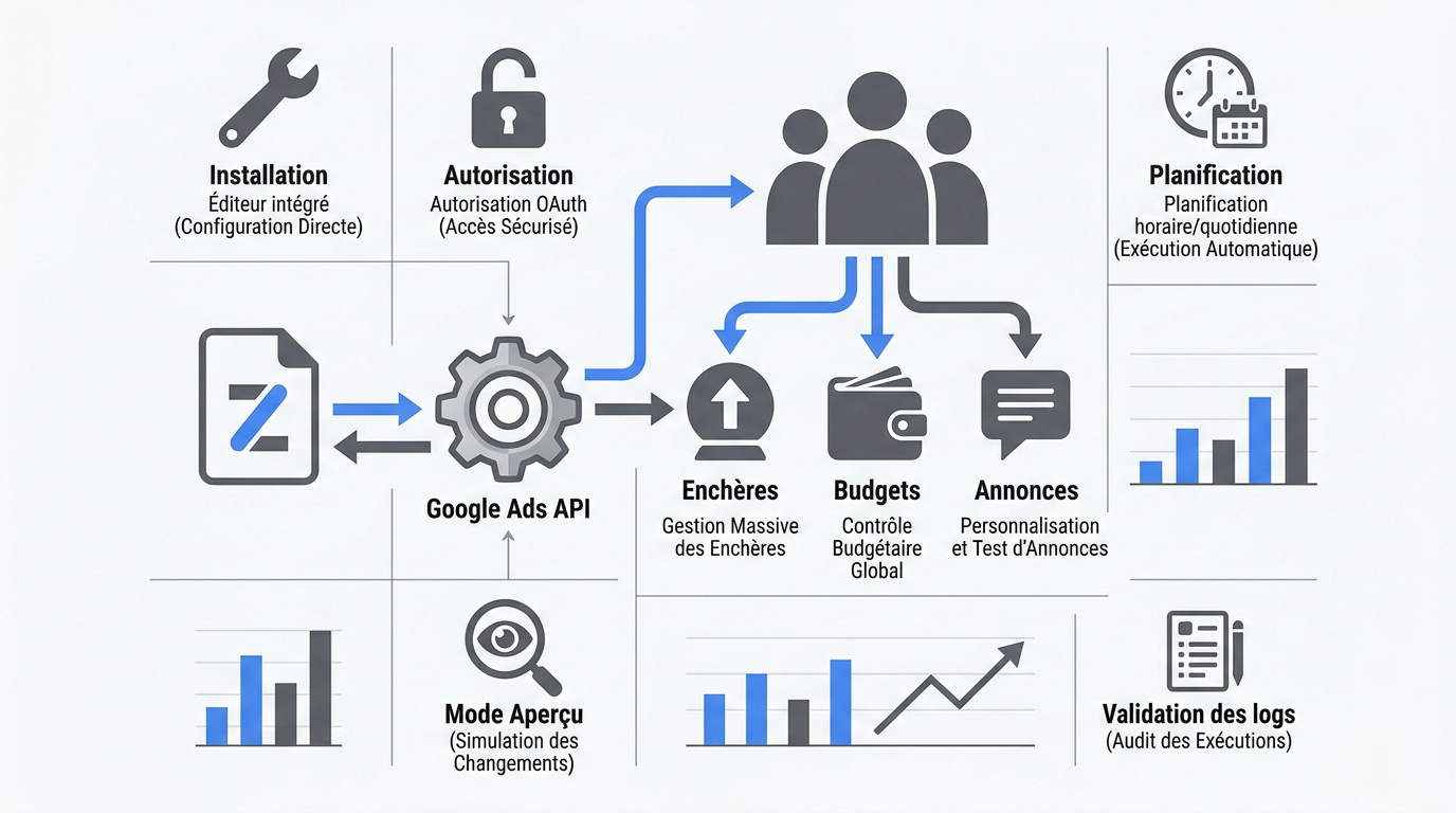Interface de programmation JavaScript pour l'automatisation de campagnes Google Ads