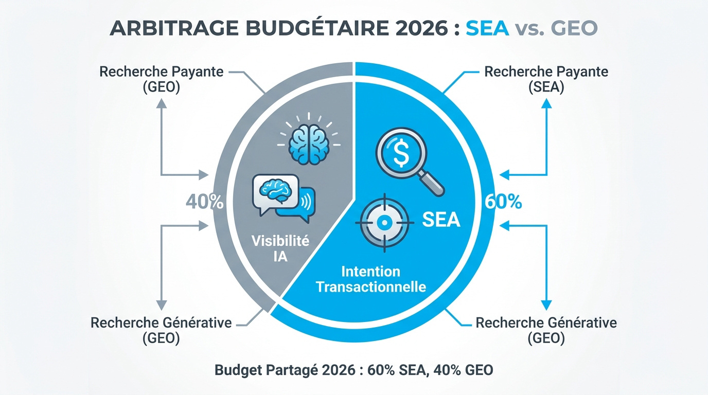 Graphique illustrant l'arbitrage budgétaire entre SEA et GEO pour l'année 2026
