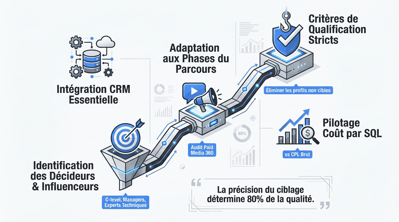 Schéma stratégique de qualification des leads B2B pour grands comptes sur Google Ads