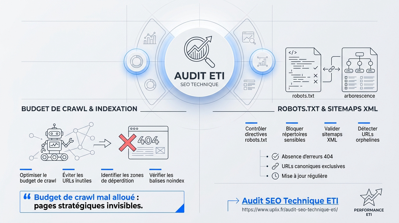Schéma technique de l'exploration des robots et du fichier robots.txt pour une ETI