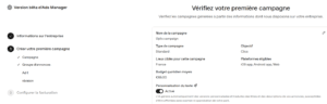 Interface de gestion des campagnes publicitaires.