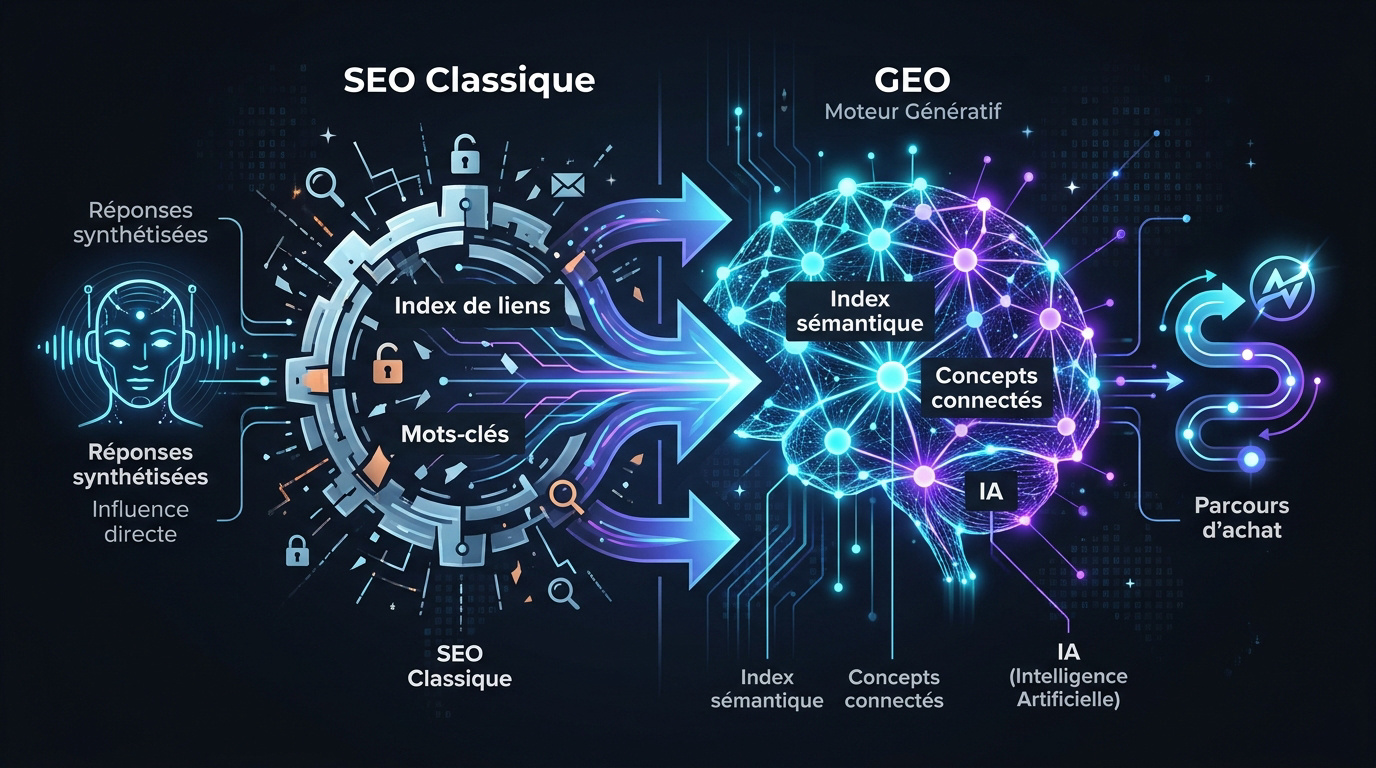 Comparaison entre le SEO traditionnel et le GEO par IA