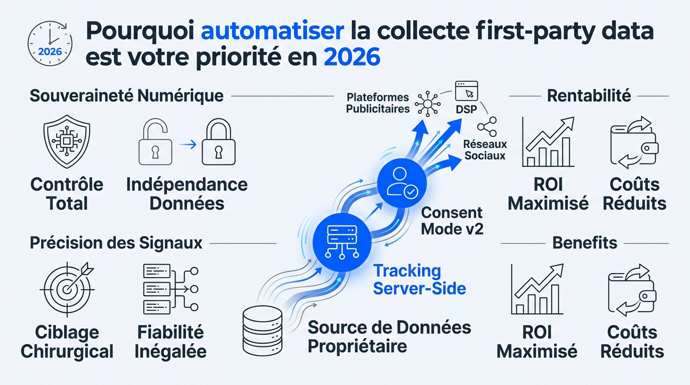 Schéma stratégique de l'automatisation de la collecte de données first-party pour 2026