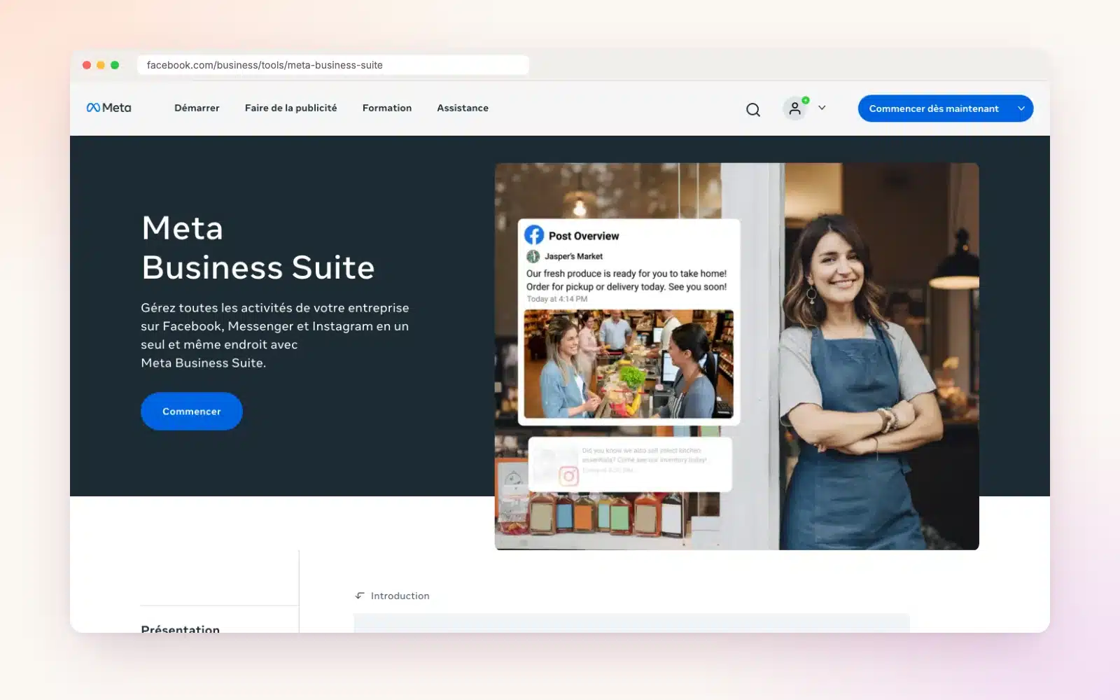 Interface Meta Business Suite pour gérer réseaux sociaux