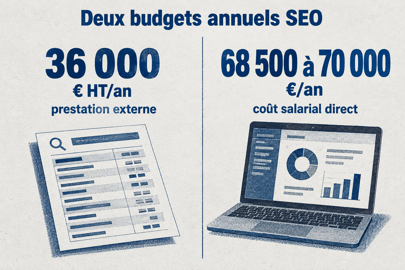 Le budget annuel de la prestation externe est de 36 000 € HT, contre 68 500 à 70 000 € de coût salarial direct pour un poste.